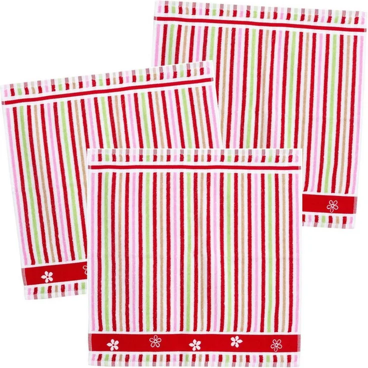 Kracht Geschirrtuch Blümchen, (Set, 3-tlg, 3-teilig), Frottee Küchenhandtücher (3 Stück) ca. 50x50cm Baumwolle
