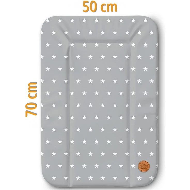 Wickelauflage Wickelunterlage abwaschbar und wasserdicht 70x50 cm - Wickelmatte zum Auflegen auf Wickeltisch Wickelaufsatz Wickelkommode oder Waschmaschine changing mat 70x50 Sterne und Grau – Bild 2