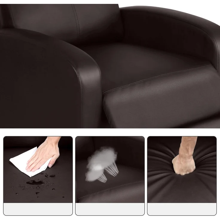 Yaheetech Relaxsessel Fernsehsessel Ruhesessel Liegesessel mit Liege-Funktion Polstersessel Kunstleder verstellbar Einzelliegesessel Wohnzimmer Schlafzimmer Heimkino Braun – Bild 8