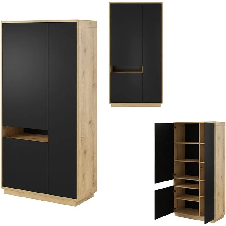 Lomadox Wohnzimmer-Set ALBANY-83, (Mega-Spar-Set, 5-St, 5-tlg), Taurus Eiche Nb. mit schwarz matt 423/181/40 cm – Bild 3