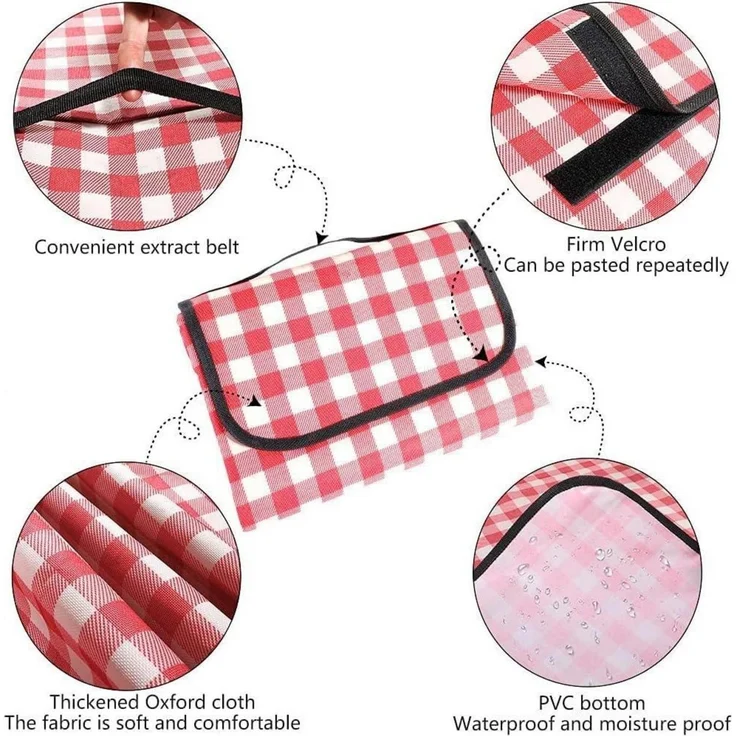 Picknickdecke wasserdicht waschbar Rot 200 x 300 cm (Rechteckig) – Bild 3