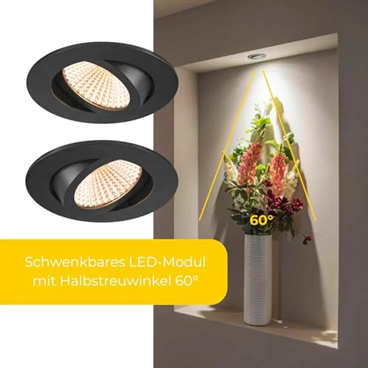 SLV 1007388 NEW TRIA® 68 Deckeneinbauleuchte 2700K 60° rund schwarz – Bild 4