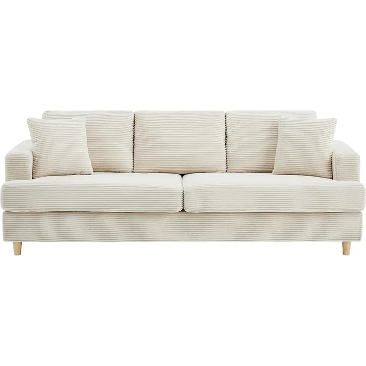 Vente-unique - YOCABA Sofa Samt Beige - B 79 cm x H 86 cm x L 216 cm – Bild 2
