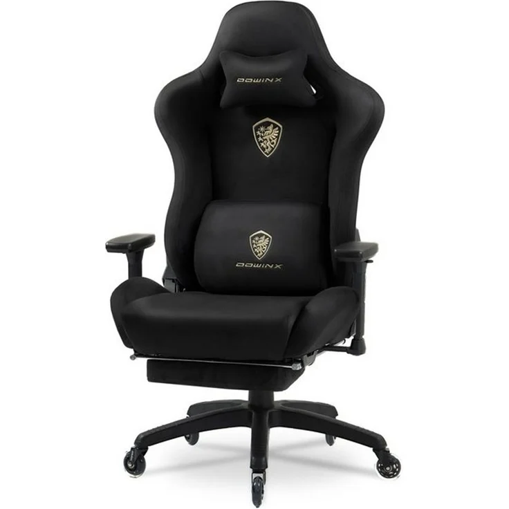 Dowinx Gaming-Stuhl Atmungsaktiver und Ergonomischer Bürostuhl aus Mikrofaser-Velours (Packung), Mikrofaser-Velours, Ausziehbarer Fußstütze, Armlehnen Verstellbar – Bild 4
