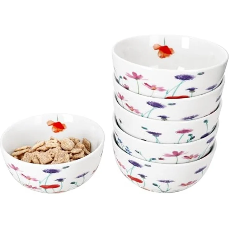 MamboCat Müslischale 6x Marie Müsli-Schale Ø14cm 400ml Porzellan Dessert-Schüssel Blume, Porzellan – Bild 2