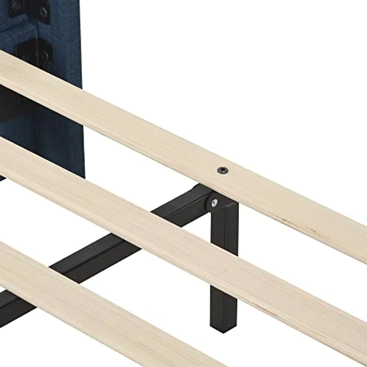 Ball & Cast Polsterbett (90x200cm) Doppelbett mit Matratze, Gepolstertem Kopfteil + Lattenrost, Einfache & Zeitsparende Montage, Blau – Bild 10