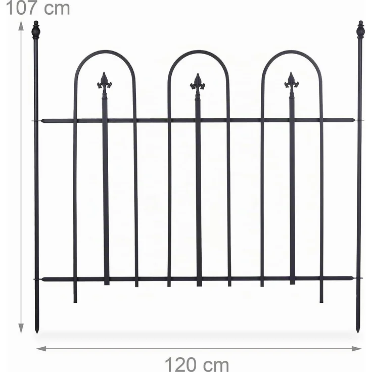 Relaxdays Gartenzaun Metall 4er Set GOTH – Bild 4