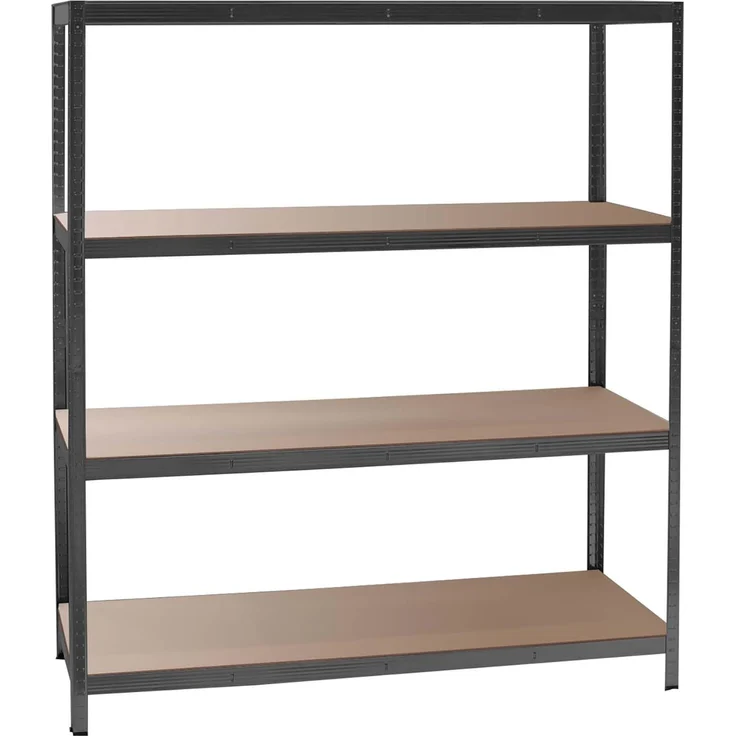 Wiltec Schwerlastregal 160 x 60 x 180 cm, 175kg/Ablage, Steckregal schwarz aus Stahl, Lastenregal mit 4 Ablagen, Werkstattregal – Bild 1
