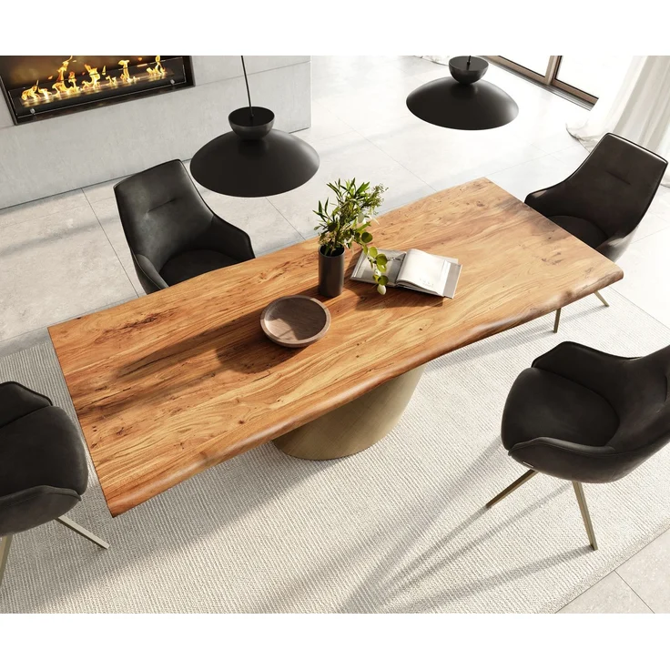 Esstisch Edge 240x100 Akazie Natur Cono Metallic Gold Live-Edge – Bild 4