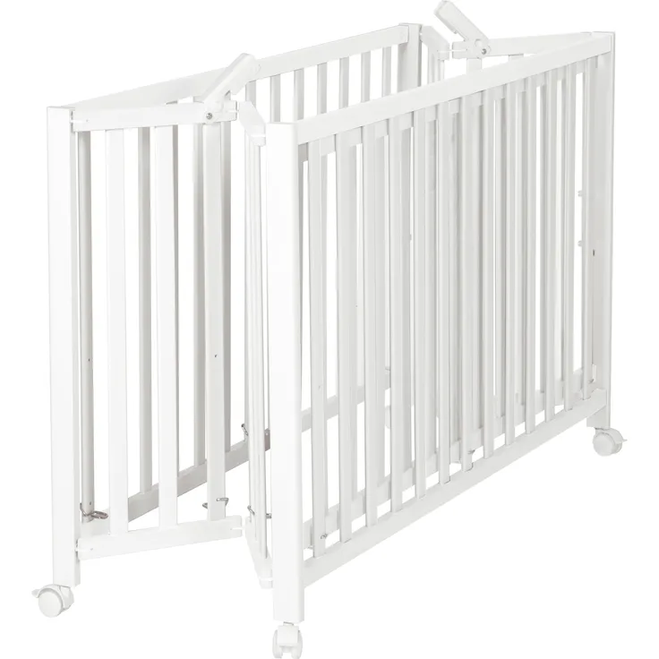 roba Klappbett 'Fold Up' 60 x 120 - Klappbares Babybett aus Holz - 2-fach höhenverstellbar - Weiß