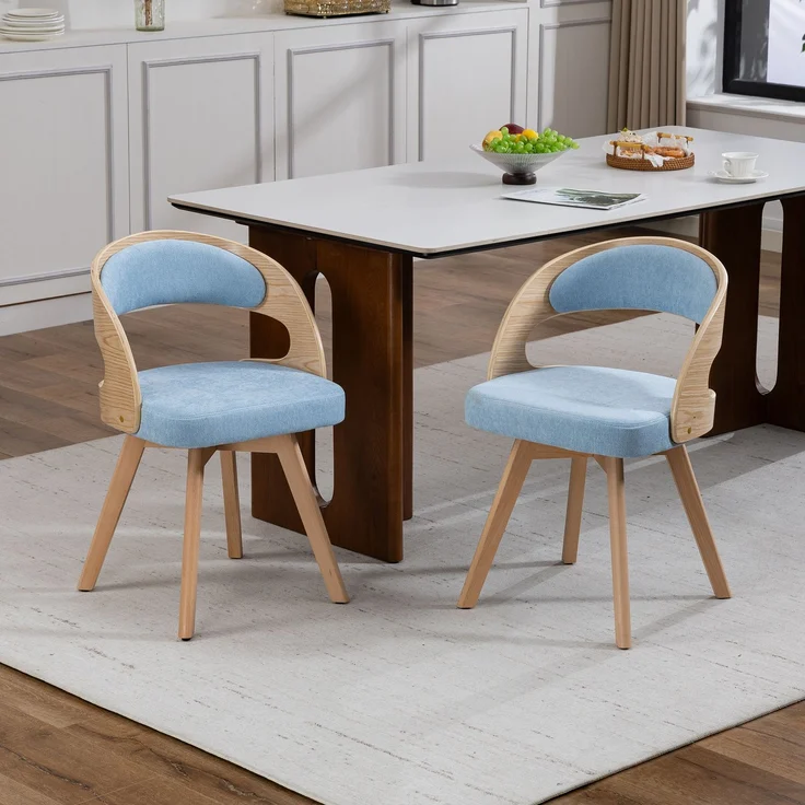 LVHOM Esszimmerstuhl 360° drehbar, 2er Set, Polsterstuhl aus Leinen und Massivholz, Küchenstuhl gepolstert, ergonomischer Schalenstuhl mit Armlehne, bis 150 kg – Bild 8