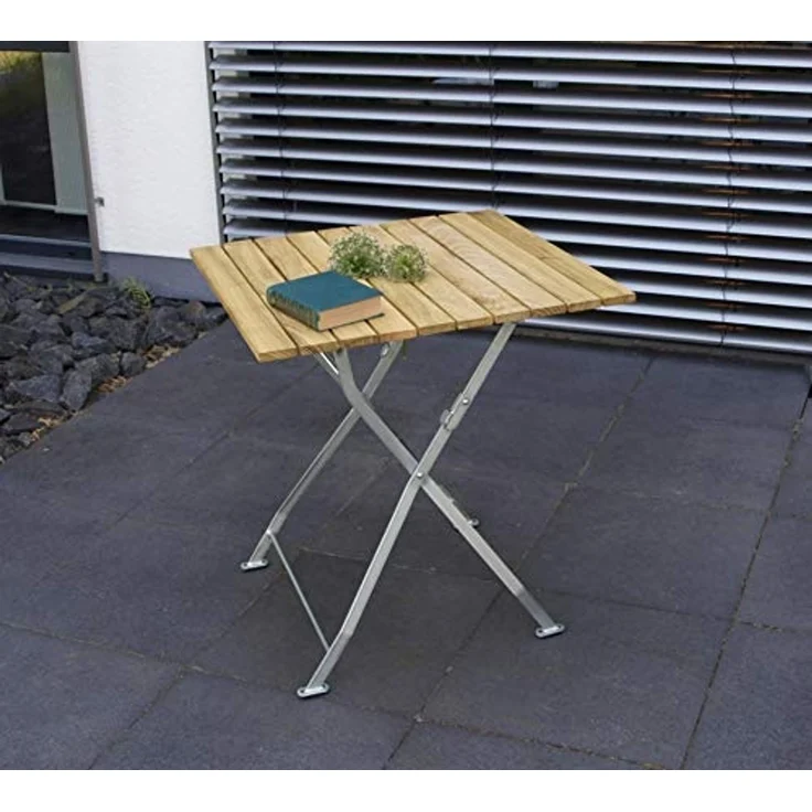 DEGAMO PASSAU Garnitur 3-teilig, Metall + Robinie, verzinkt/natur, Tisch 70x70cm – Bild 6