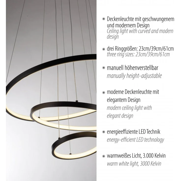 JUST LIGHT 15070-18 CERCHI Pendelleuchte schwarz 3000K – Bild 8