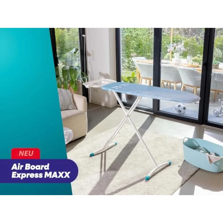 Leifheit Air Board Express L Solid MAXX, ultraleichter Bügeltisch mit 130 x 45 cm Bügelfläche, höhenverstellbar bis 100 cm, ideal für Dampfstationen – Bild 4