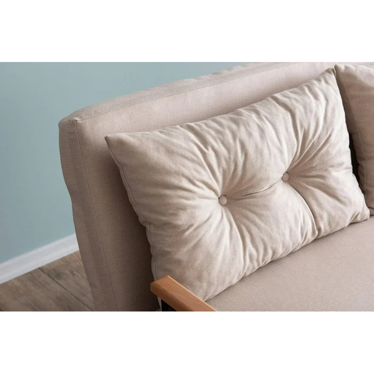 Dmora Schlafsofa 2-Sitzer Merak 133x78 cm Beige Box – Bild 5