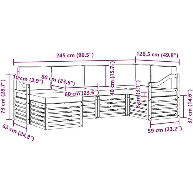 vidaXL Outdoor-Sofagarnitur 6 stk. 5-Sitzer Weiß und Beige Polyester 3392133 – Bild 7