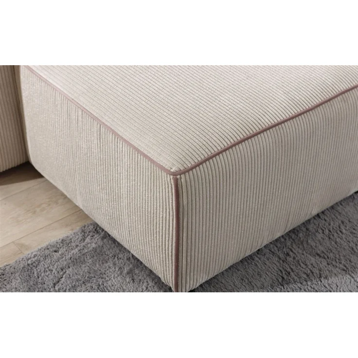 Ecksofa Schlafsofa inkl. Sessel WALDO Stoff Poso Beige Ottomane Links – Bild 6