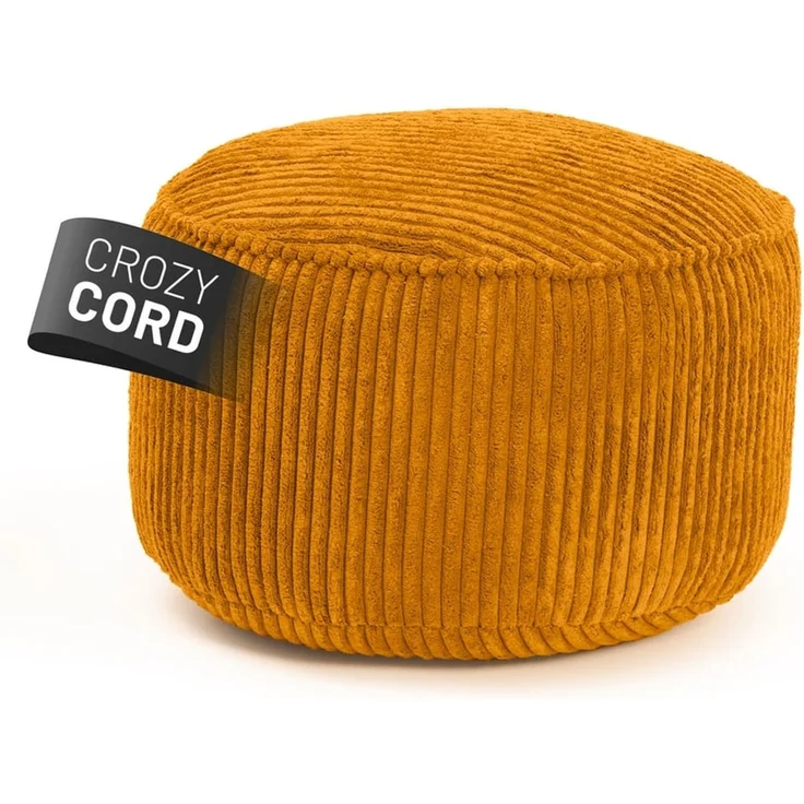 Lumaland Sitzsack Pouf aus Cord | Kompakter 50L Gaming Pouf mit 3-in-1-Funktion: bequemer Hocker, praktisches Tischchen & stylischer Indoor Fußschemel | Ø 25x45 cm [Senfgelb] – Bild 1