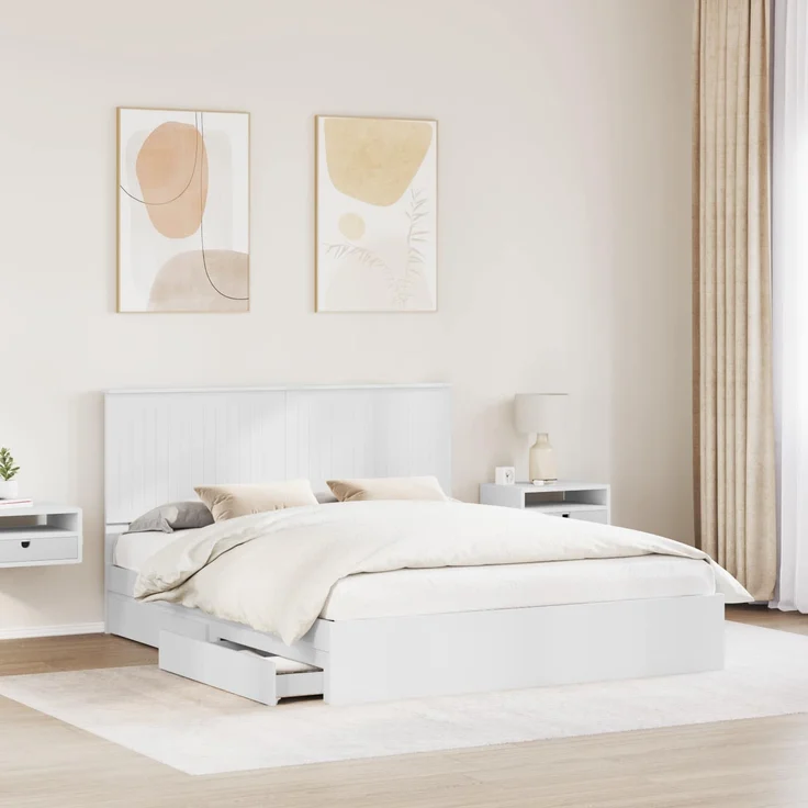 vidaXL Aufbewahrungsbett mit Kopfteil Weiß 160 x 200 cm Holzwerkstoff 3411187 – Bild 2