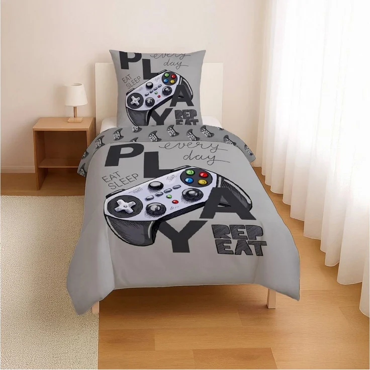 BrandMac Kinderbettwäsche Bettwäsche Set Gamer Play 2 tlg. 135x200 cm (80x80 cm) – Bild 3