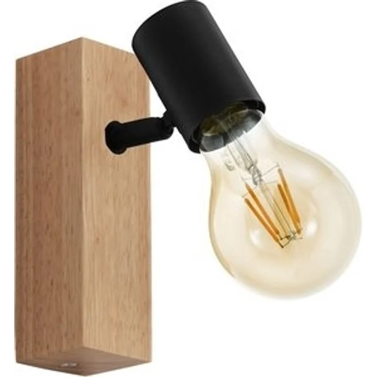 Eglo Wandlampe Townshend 3 schwarz natur E27 – Bild 6