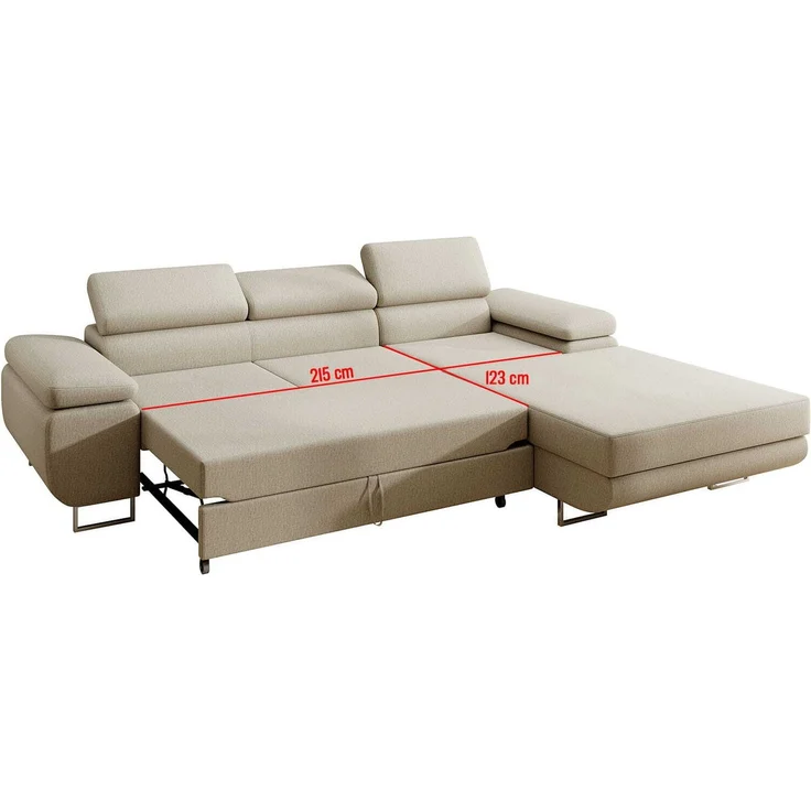 Ecksofa in L-Form PRESTO, L-förmige Eckcouch mit Schlaffunktion, ausziehbares Sofa, Bettzeugbehälter, Eckcouch, verstellbare Kopfstützen (Monolith 09), 72x201 cm – Bild 4