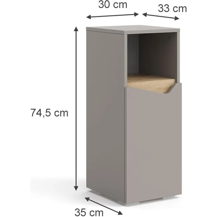 Midischrank Marelle Greige 30 x 74.5 cm mit Tür und offenem Fach Vicco – Bild 3