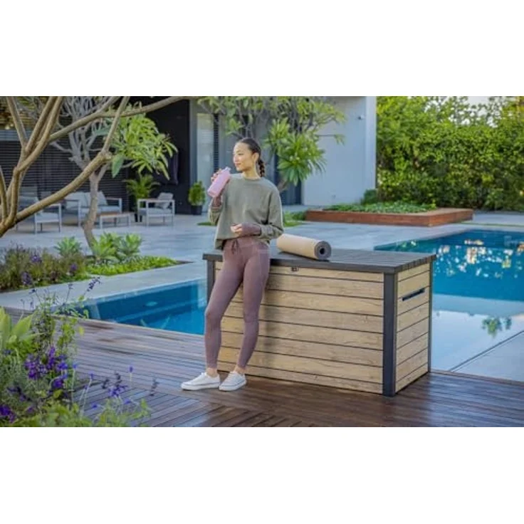 Keter Gartenbox "Ontario" 870L in Holzoptik 147x83x86 cm mit Gasdruckfedern – Bild 4