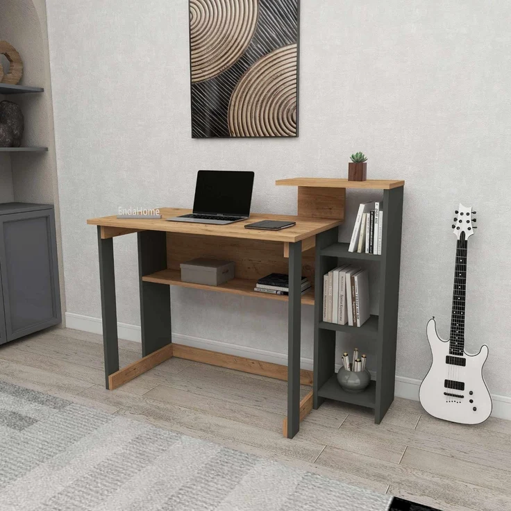 Skye Decor 'Saye - Atlantic Pine, Anthracite' Schreibtisch, Atlantik-Kiefer / Anthrazit, 106 x 92,5 x 50 cm – Bild 2