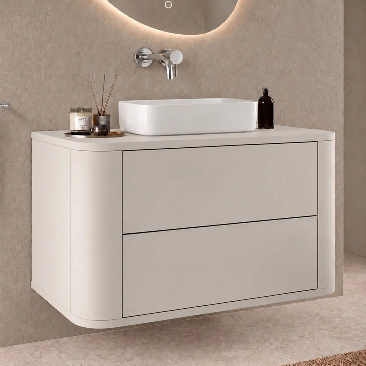 Badplaats Waschtischunterschrank Como 80 cm – Beige – Hängend mit 2 Schubladen – Bild 2
