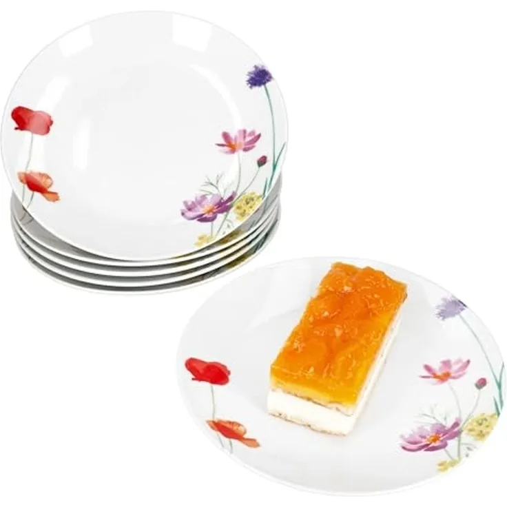 MamboCat Frühstücksteller 6er Set Marie Kuchenteller Porzellan 6 Personen Blumen