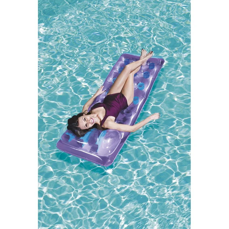 Bestway 43015 Luftmatratze Beach Bed | Aufblasbare Pool Liege 188 x 71 cm mit Kopflehne | Badespaß fürs Wasser (lila) – Bild 2