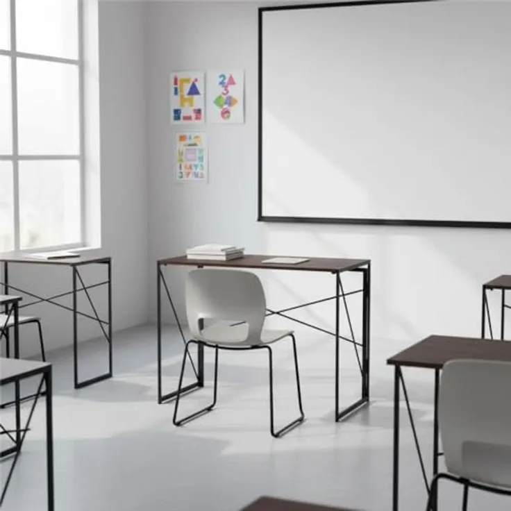 FurnitureR Tische für Ausbildung, vielseitig einsetzbar, für Schulen, klappbarer Tisch, Rahmen aus MDF und Metall, Keine Montage erforderlich, 100 x 50 x 75 cm, Nussbaum