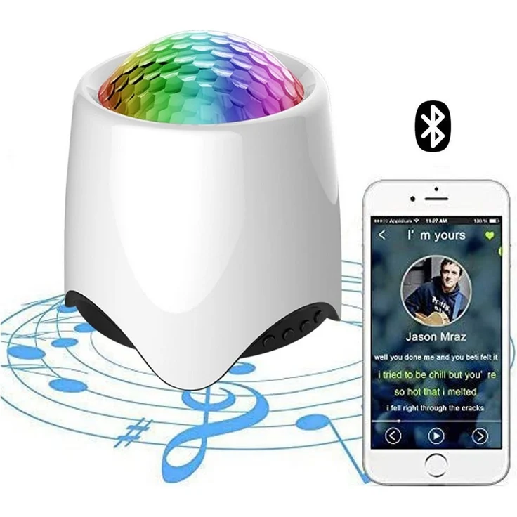 Lapamax Projektionslampe LED Sternenhimmel-Projektionslampe mit Bluetooth, Fernbedienung, 6 W, dimmbar, LED fest integriert, mehrfarbig, Galaxy-Projektor mit 56 Lichteffekten, USB, Musikmodus und 2-h-Timer – Bild 4