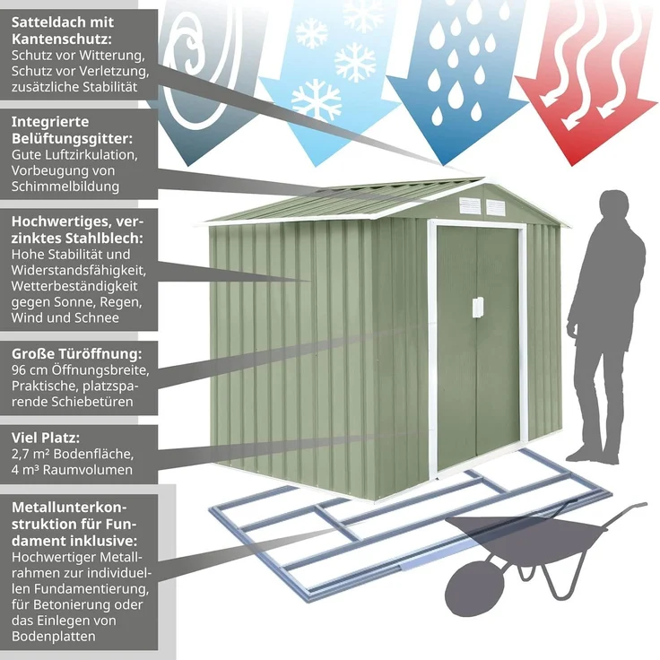 HATTORO S100 Metall Gerätehaus XL Geräteschuppen Garten Schuppen Gartenhaus Grün – Bild 2
