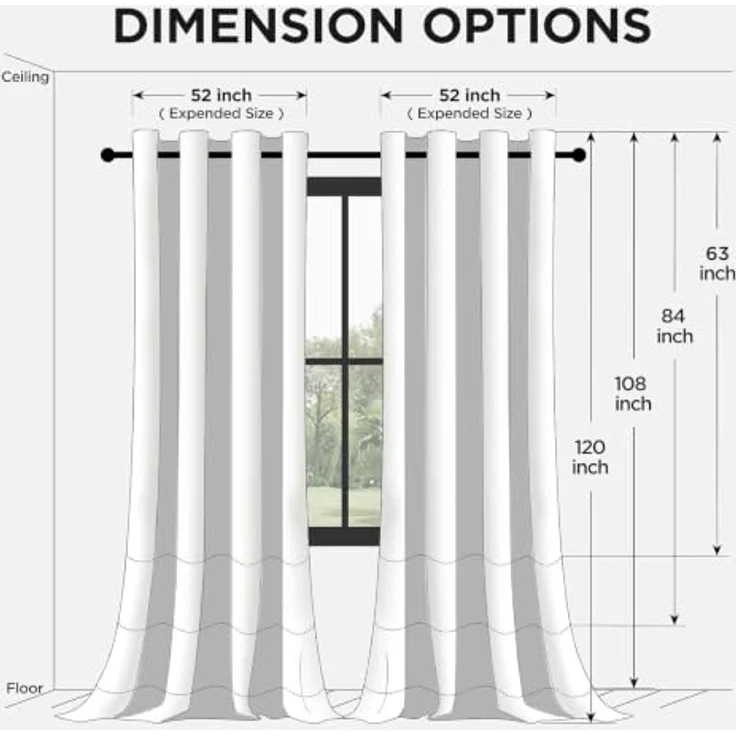 Joydeco Verdunkelungsvorhänge, 213 cm Länge, 2 Paneele, wärmeisoliert, Lange Vorhänge und Vorhänge, 2 Burgfarben, Raumverdunkelung, Vorhänge für Wohnzimmer, Schlafzimmer, Fenster (B 132 x L 213 cm, – Bild 9
