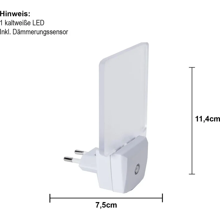 Nachtlicht ,Functional' für die Steckdose, quadratisch, kalt-weißes LED Licht, H 11,4cm, B 7,5cm – Bild 5