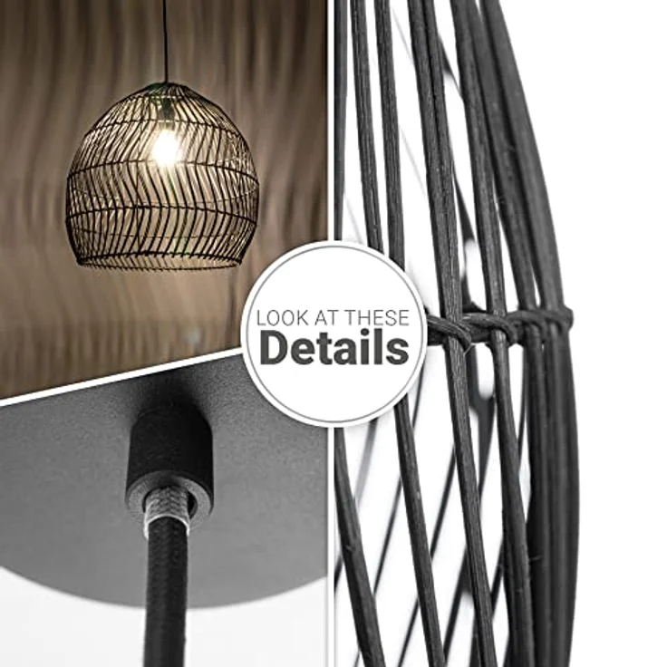 Paco Home Pendelleuchte ORNA, ohne Leuchtmittel, Pendellampe Rattan Korb Boho Modern Esszimmerlampe Natur Vintage E27 – Bild 5