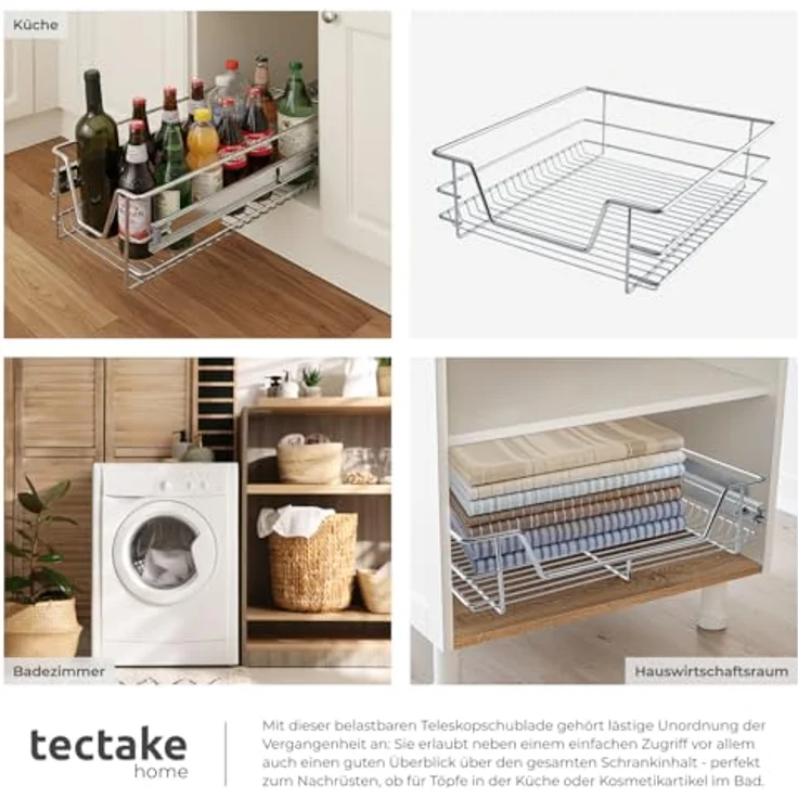 TecTake Teleskopschublade für 50cm Schrank Küchenschublade Schlafzimmer – Bild 8
