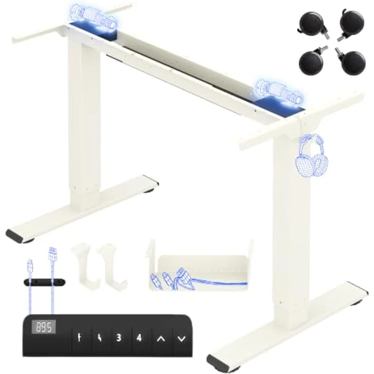 FLEXISPOT Höhenverstellbarer Schreibtisch Gestell E1 PRO mit Doppelmotor | Elektrische Tischbeine höhenverstellbar mit Kabelmanagement & 2 Haken,LED-Höhenanzeige&4 Speicherplätzen fürs Büro&Homeoffice – Bild 1