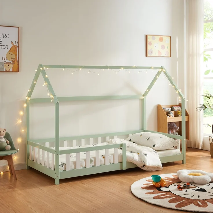 Hausbett Hesel mit Rausfallschutz 90x200cm Mintgrün [en. casa] – Bild 1