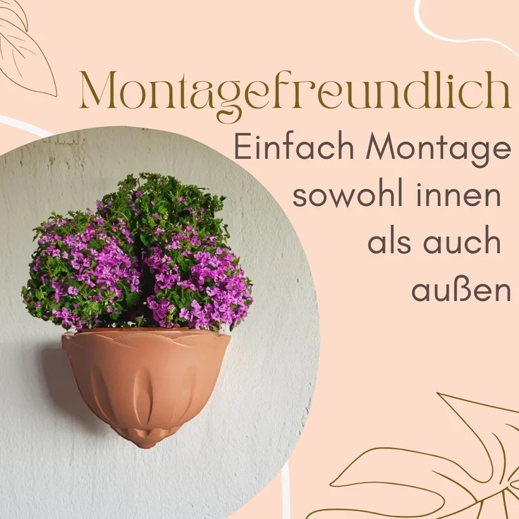 4er Set Blumentopf Wand Blumentopf Wandmontage Wandblumentopf Wandvasen für Pflanzen Pflanzen Wandhalterung Wandtopf Außenbereich Terrakotta – Bild 5