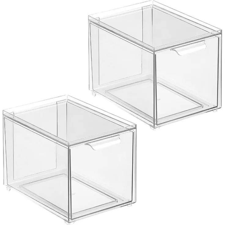 mDesign Stapelbox Aufbewahrung Organizer Ablage 2er-Set Kunststoff Transparent