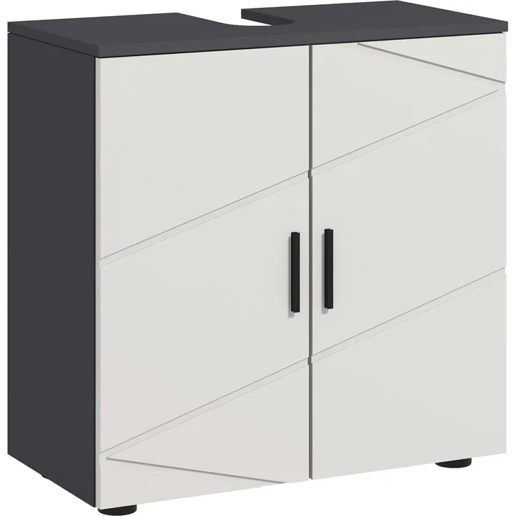 Kleankin Waschbeckenunterschrank mit Verstellbarer Ablage, Waschtischunterschrank mit Griff, (Unterschrank, 1-St, Badunterschrank) mit Kippschutz, Grau, 60 x 30 x 60 cm