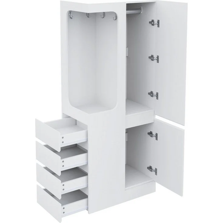OKWISH Kleiderschrank Schrank (mit 4 Schubladen & offenem Hängefach, 1 Tür, 70×40×170 cm) – Bild 4
