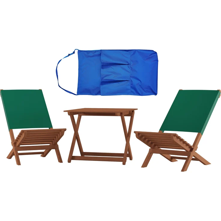 Klappstuhl Strandstuhl Anglerstuhl Gartenstuhl Stuhl zum Zusammenstecken grüner Bezug V-10-352Doppelpack. Tisch. Tasche blau – Bild 1