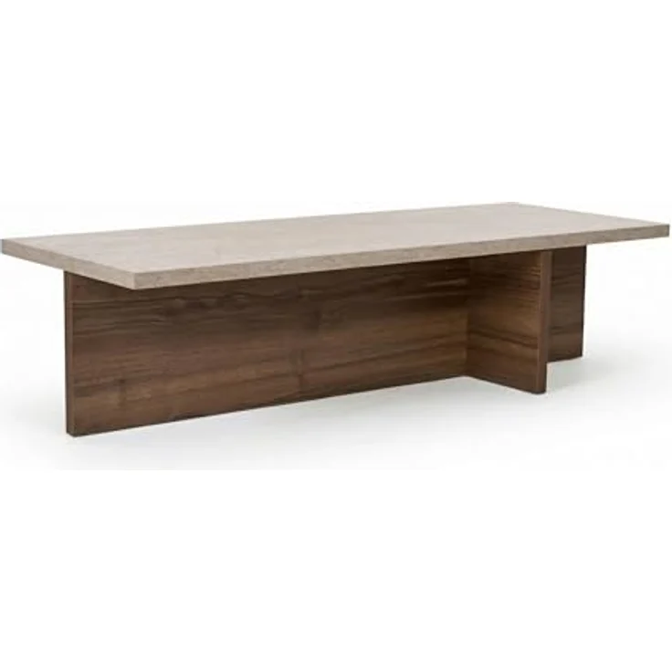 Hanah Home Stilvoller Couchtisch, 120 cm breit, 30 cm hoch, 45 cm tief | 100% melaminbeschichtet, 25 mm stark | Oberfläche in Travertin und Mailänder Nussbaum, langlebig und elegant – Bild 8