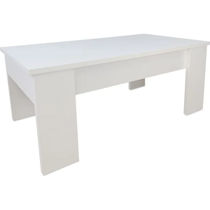 Somnia Descanso - Couchtisch, höhenverstellbar, Wohnzimmer- oder Esszimmertisch, Farbe weiß, Maße: 90 cm (Breite) x 50 cm (Tiefe) x 46/57 cm (Höhe)