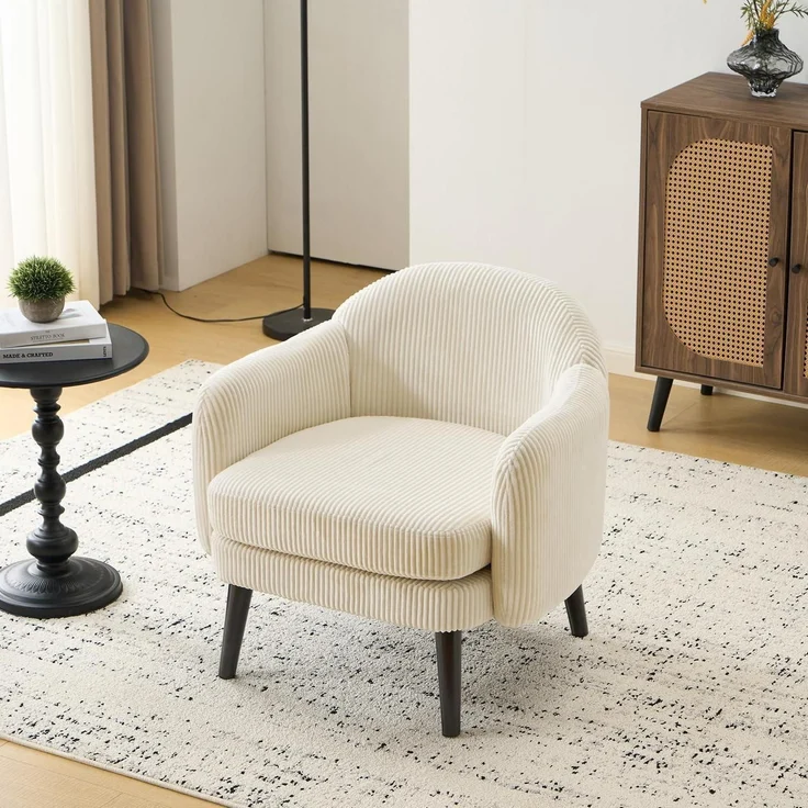 Sessel Cocktailsessel Loungesessel Wohnzimmer Cord-stoff Beige – Bild 1