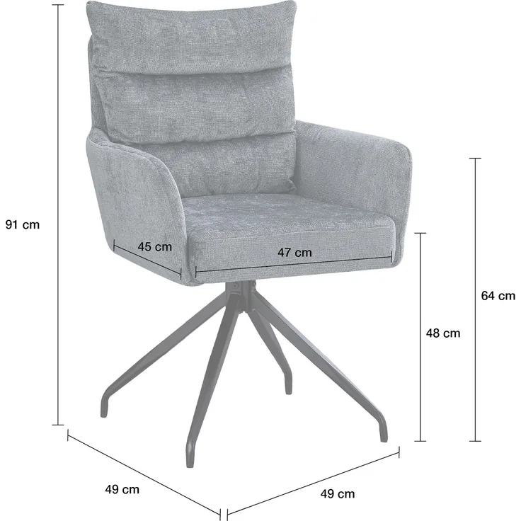 LC Home Esszimmerstuhl »Houston« Webstoff Creme Drehstuhl Armlehnstuhl Polsterstuhl Loungesessel Küchenstuhl